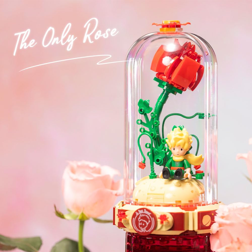 PANTASY Le Petit Prince Rose Building Bricks Set – Rose Gift for All Ages