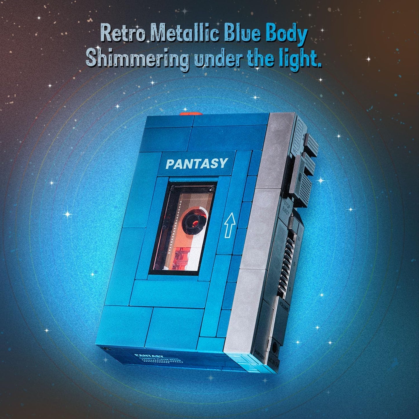 PANTASY Retro Cassette Player Building Set – Interchangeable Tapes, Headphones & Collectible Display