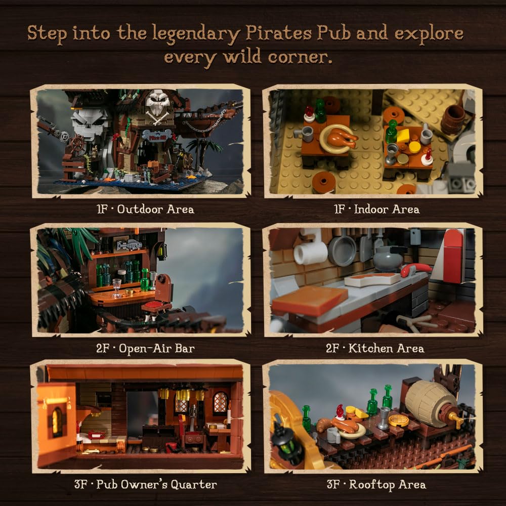 PANTASY Pirate Pub Building Kit — Modular Shipwreck Tavern with Pirate Figures