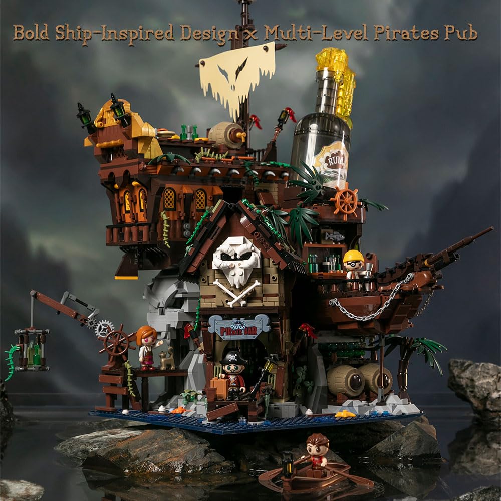 PANTASY Pirate Pub Building Kit — Modular Shipwreck Tavern with Pirate Figures