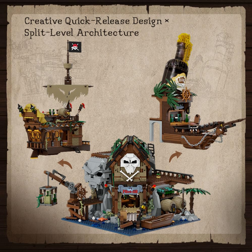 PANTASY Pirate Pub Building Kit — Modular Shipwreck Tavern with Pirate Figures