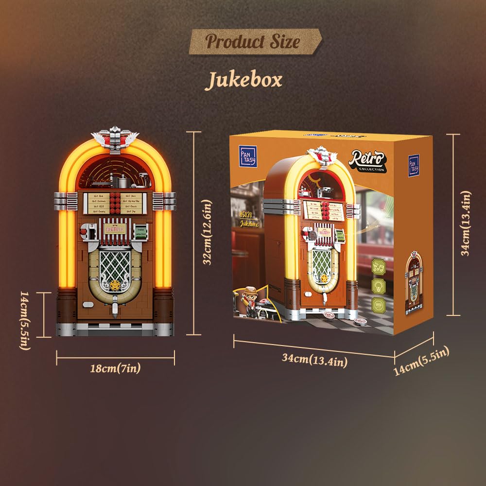 PANTASY Retro Jukebox Building Kit – Coin Slot, Sound Module & Minifigure