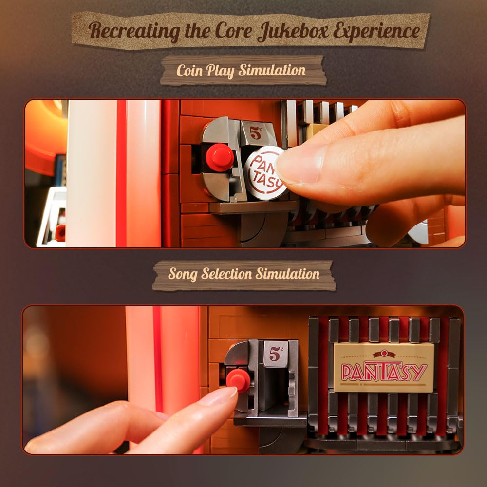 PANTASY Retro Jukebox Building Kit – Coin Slot, Sound Module & Minifigure