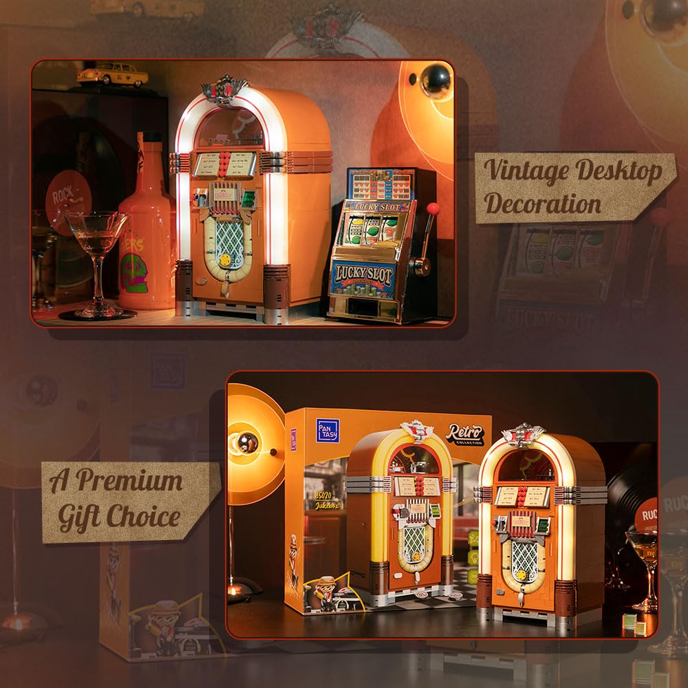 PANTASY Retro Jukebox Building Kit – Coin Slot, Sound Module & Minifigure