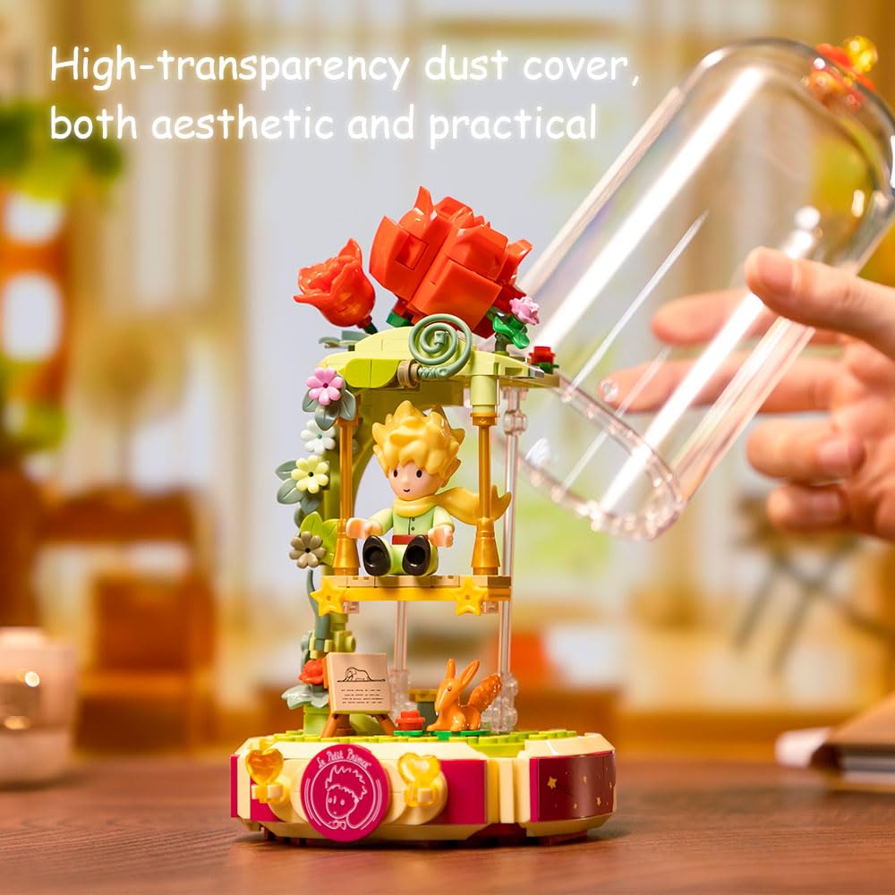 PANTASY Le Petit Prince Building Block Set with Rose Swing | Collectible Minifigure & Display Case