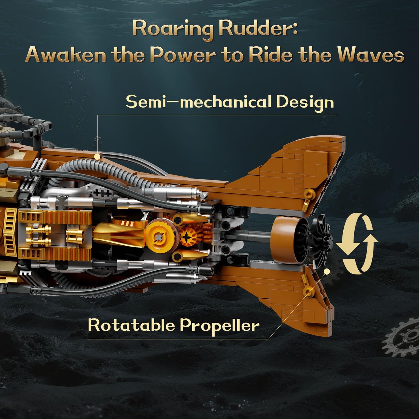 Pantasy Steampunk Nautilus Submarine Building Set | Modular 3-Section Design for Adults
