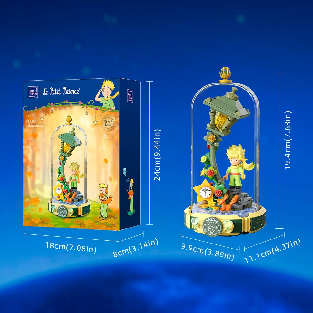 PANTASY Le Petit Prince Starlight Lamp – Creative DIY Building Block Set with Minifigure & Dust Cover