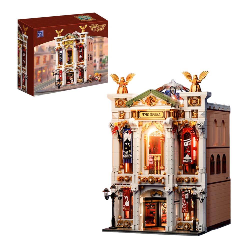 PANTASY Vintage European Grand Theater Building Set – Modular Model with Crystal Dome, LED Lighting & Expandable Street Scenes