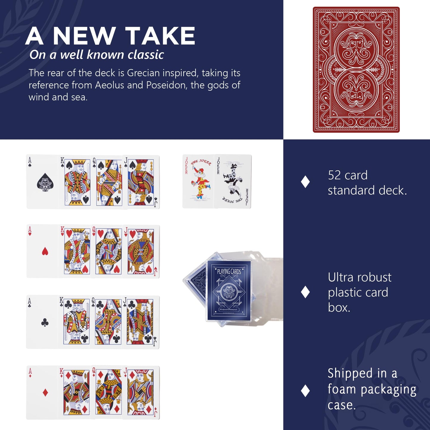 Pantheon Playing Cards - Weighted Outdoor Deck, Wind-Resistant & Waterproof | Crimson Red
