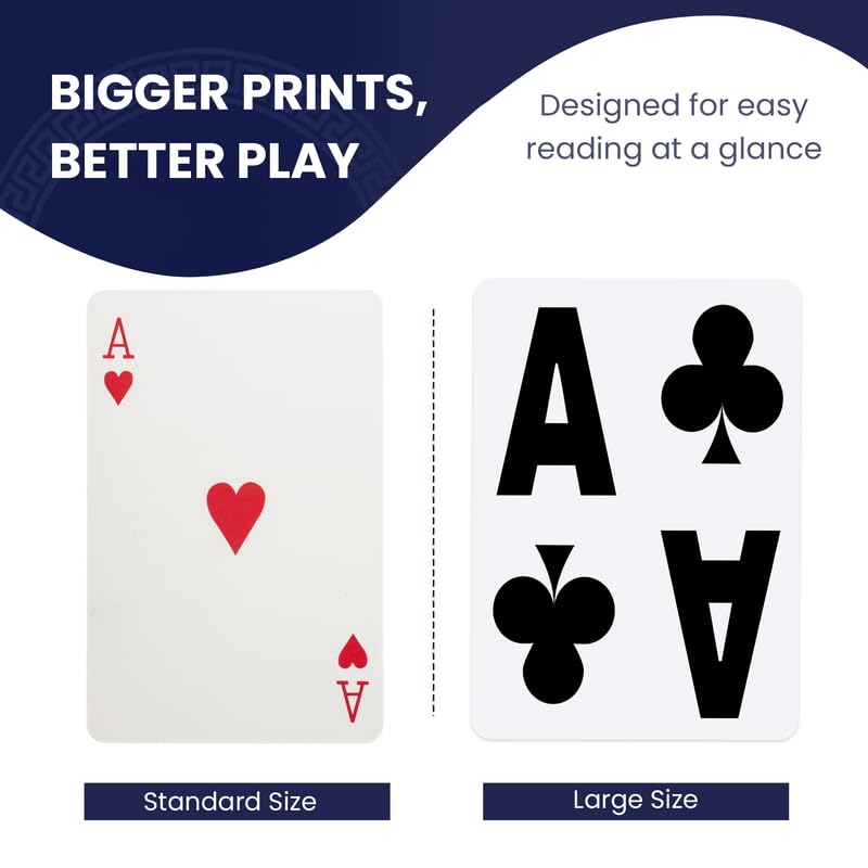 Pantheon Heavy Playing Cards – Extra-Large Print Deck for Outdoors, Seniors, and Low Vision | Jumbo Index