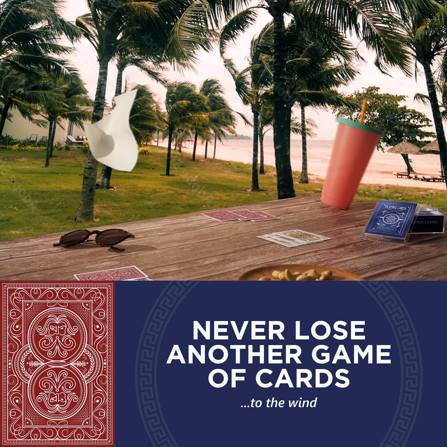 Pantheon Playing Cards - Weighted Outdoor Deck, Wind-Resistant & Waterproof | Crimson Red
