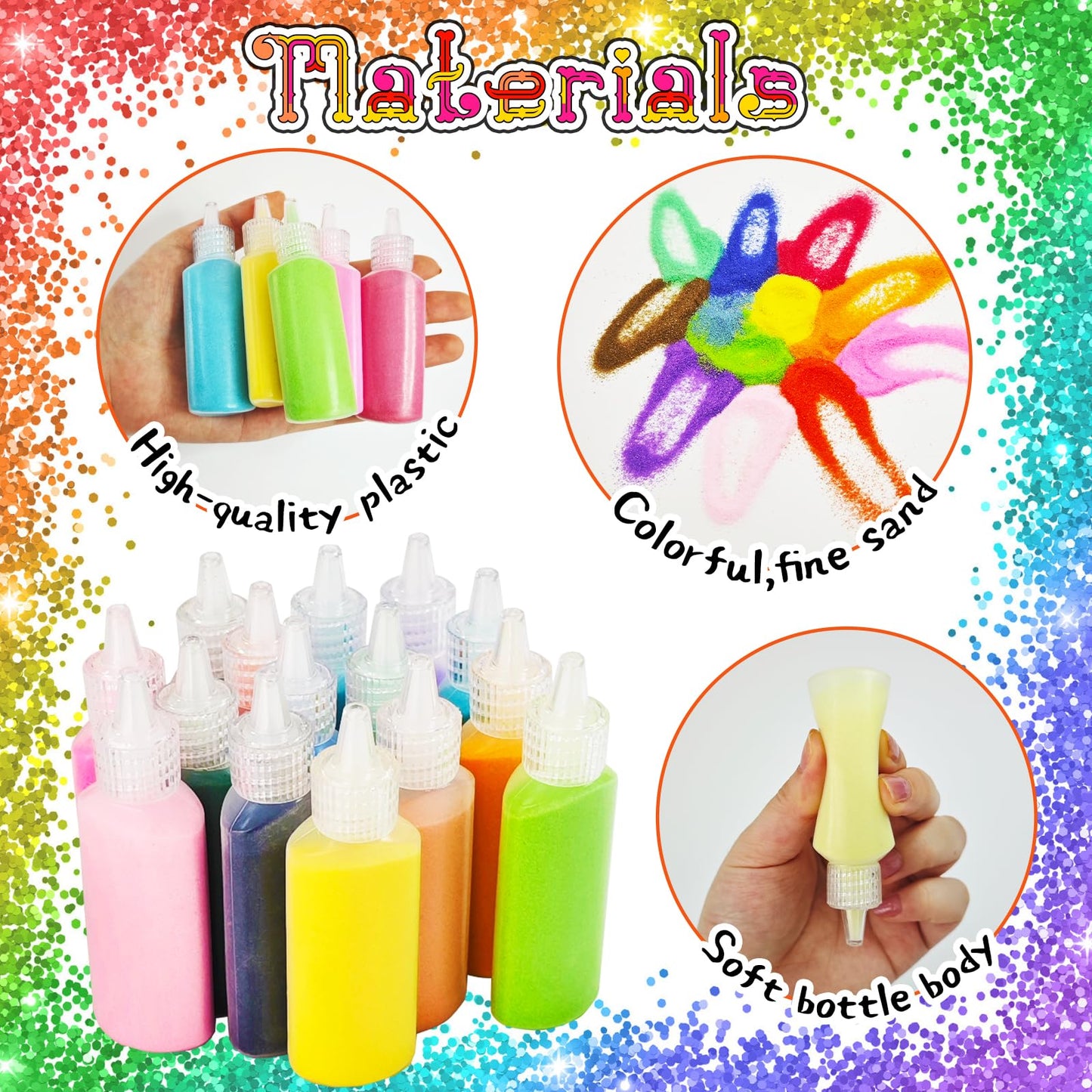 Panxxsen 12-Piece Art Sand Kit: 12 Rainbow Colors for DIY Crafts