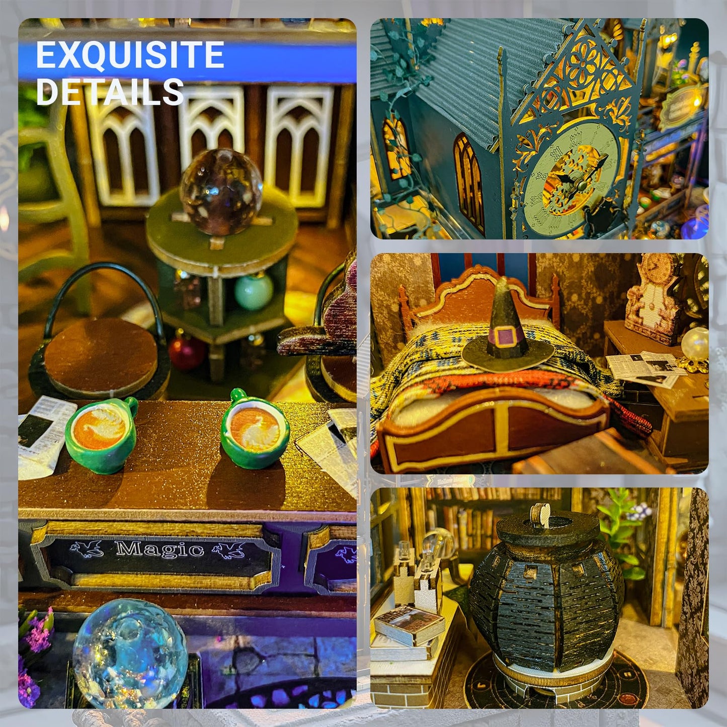 PANZIYU DIY Miniature House Kit – Huoluo Castle with LED Lights | Fantasy Dollhouse
