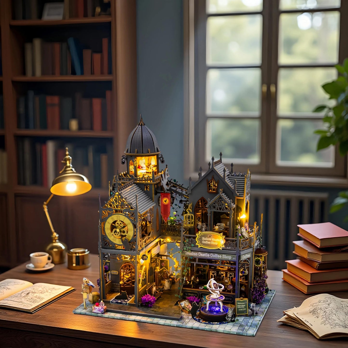 PANZIYU DIY Miniature House Kit – Huoluo Castle with LED Lights | Fantasy Dollhouse
