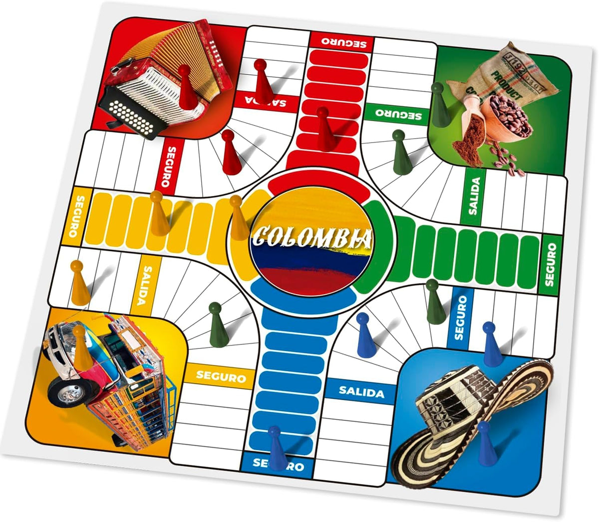 PAP Products Parques Colombiano Board Game for 2-4 Players | Colombian Parcheesi Style