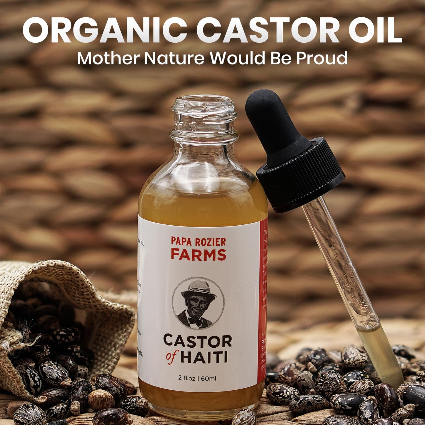 Papa Rozier Farms Pure Organic Castor Oil for Hair Growth, Skin Moisturizer, Lash & Brow Treatment – 2 oz (Pack of 1)