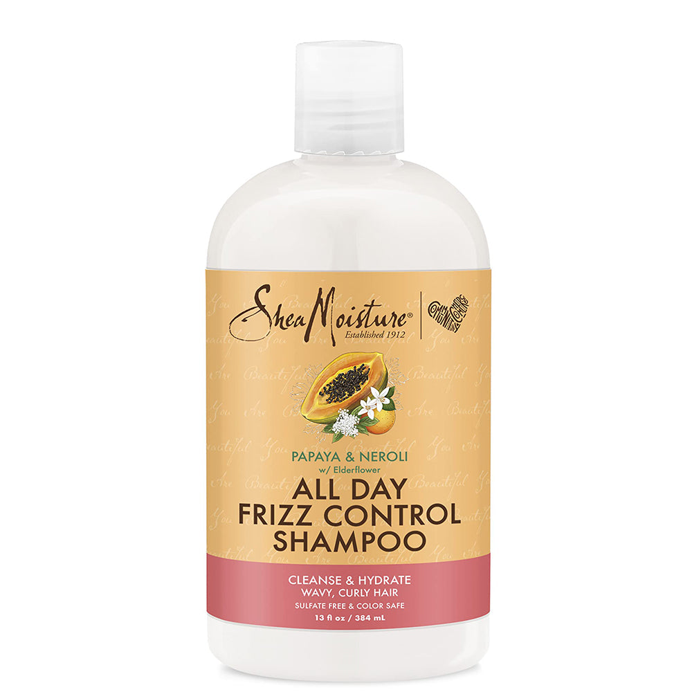 Shea Moisture Papaya & Neroli All-Day Frizz Control Shampoo 13 oz / 384 ml - For Frizz-Prone, Dry, Wavy & Curly Hair