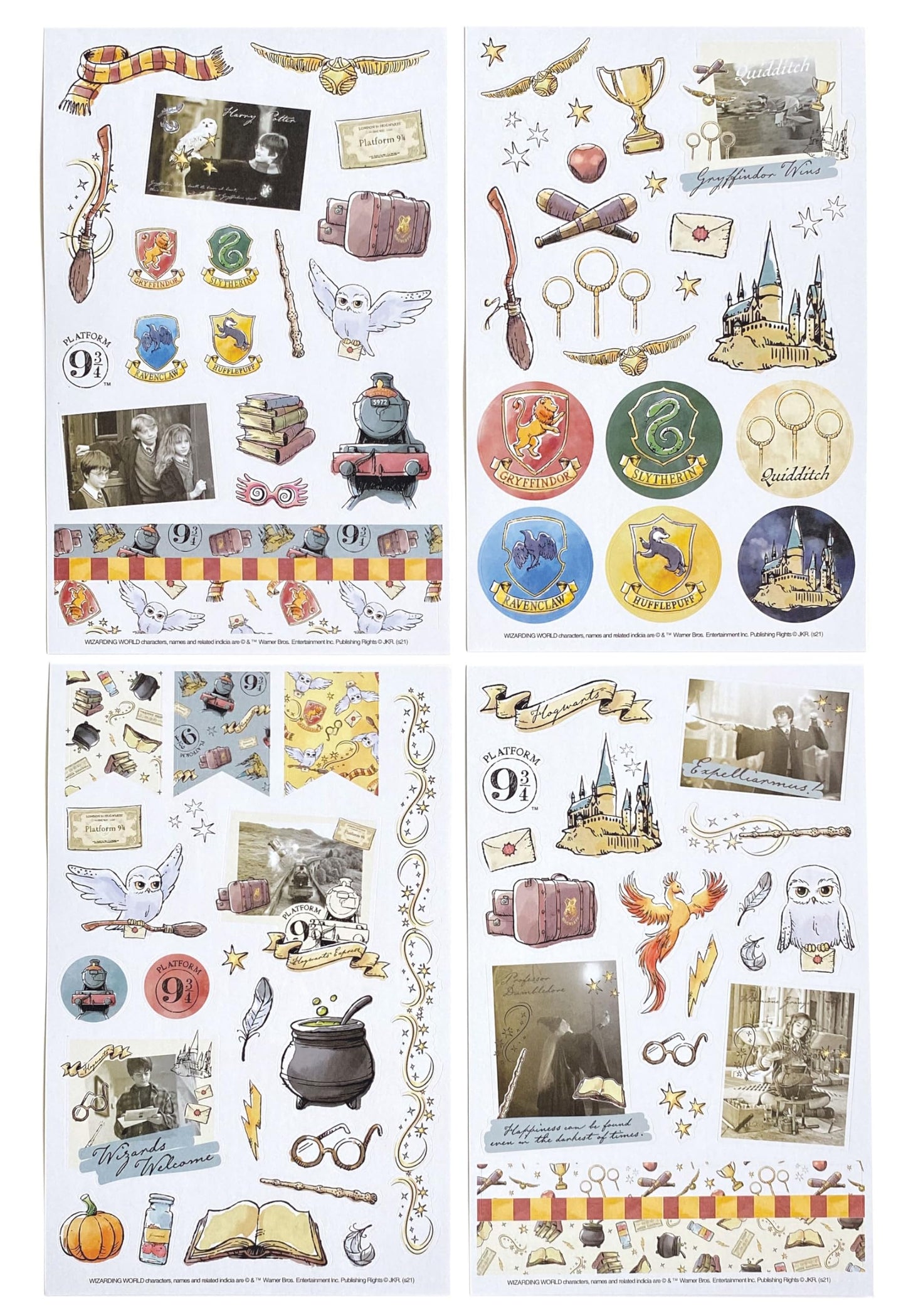 Paper House Potter Sticker Pack – 4 Watercolor Sheets (Officially Licensed)