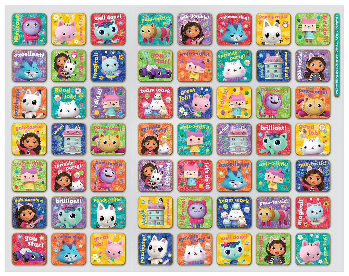 Gabby's Dollhouse Everyday Reward Chart by Paper Projects – 56 Sparkly Stickers, Wipe-Clean A3 Chart (29.7x42 cm)