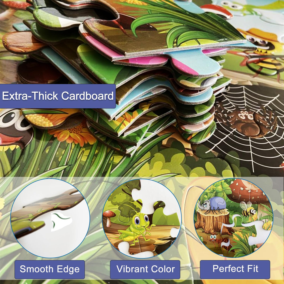 paperstory Jumbo Floor Puzzle for Kids – 35-Piece Insect Puzzle, Ages 3-8