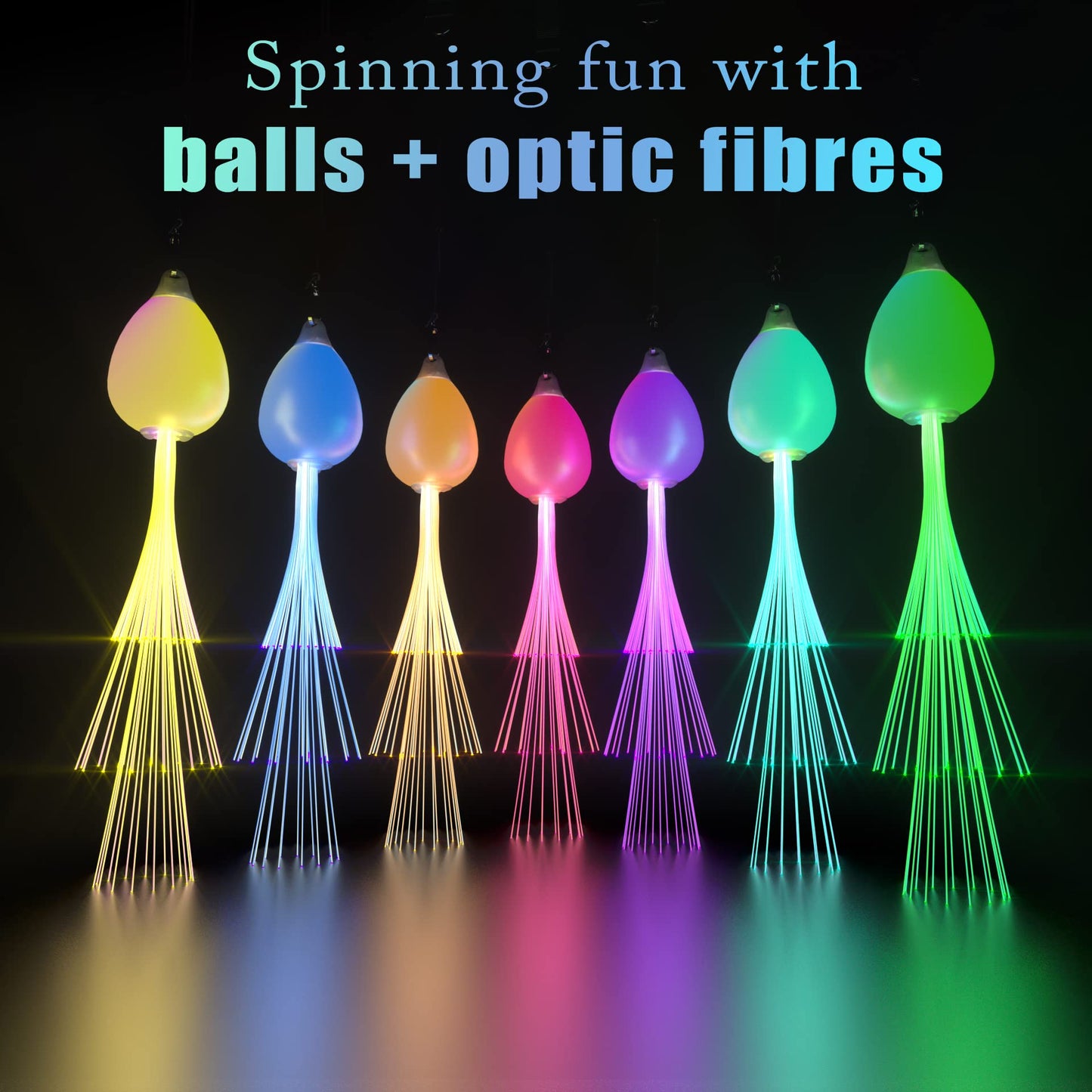 Papi Dada LED POI Balls – Fiber Optic LED Poi with 20 Color Modes