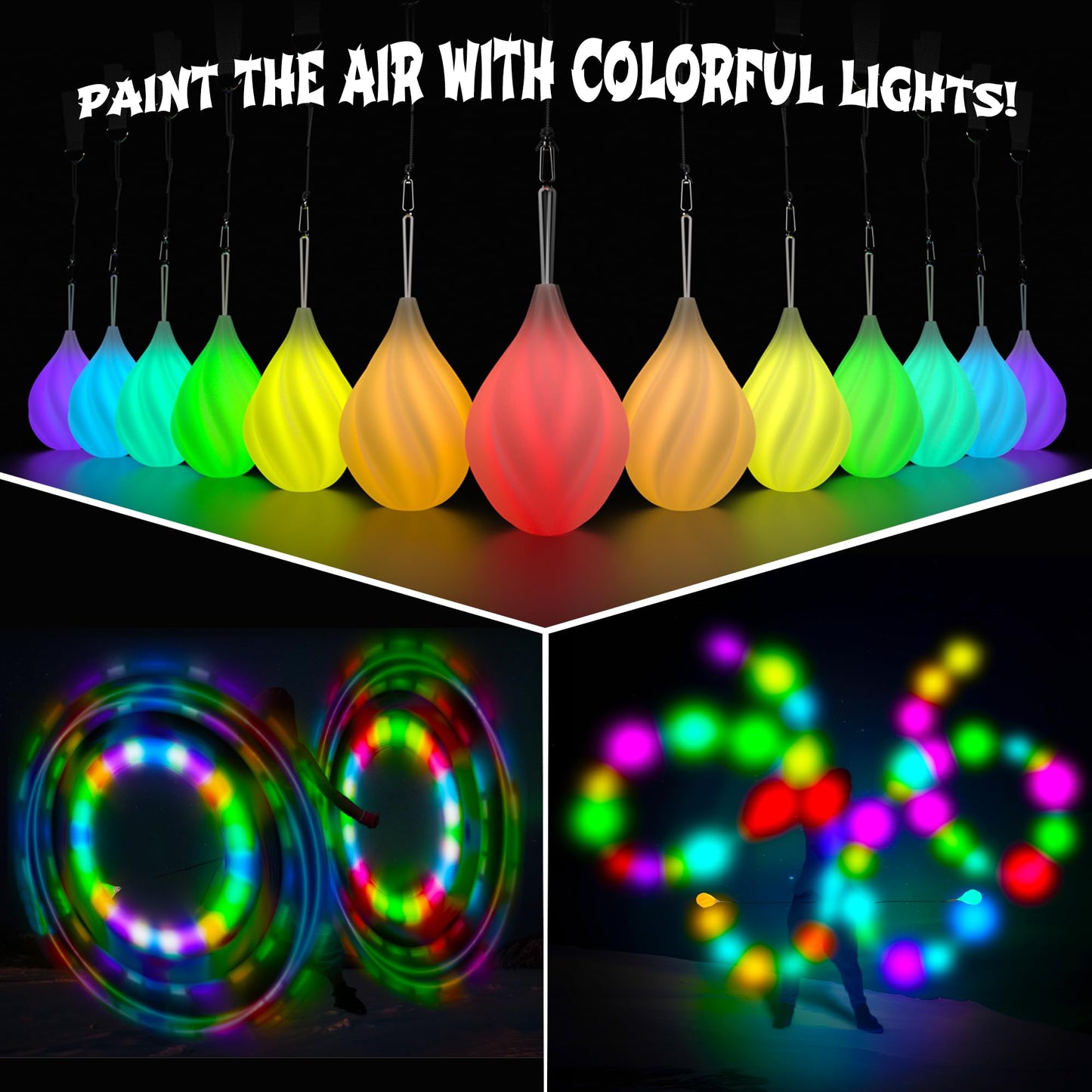 Papi Dada LED Poi Balls Set – Luminous Juggling Balls for Kids & Adults