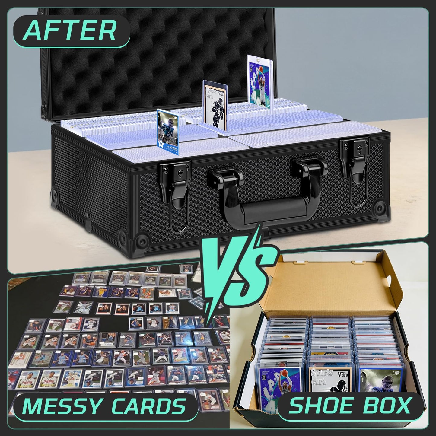 PAPNIX Toploader Storage Box – Holds 600+ 3x4 Toploaders, Lockable Card Case Organizer