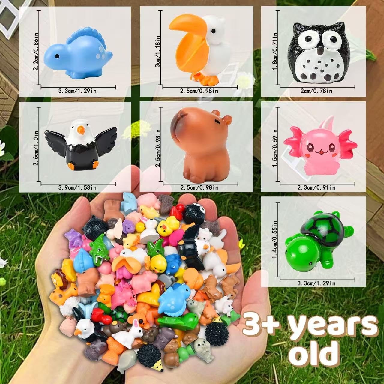 PAPPYN-A 50 Mini Resin Animal Figurines – Diverse Farm & Fantasy Miniatures for Crafts