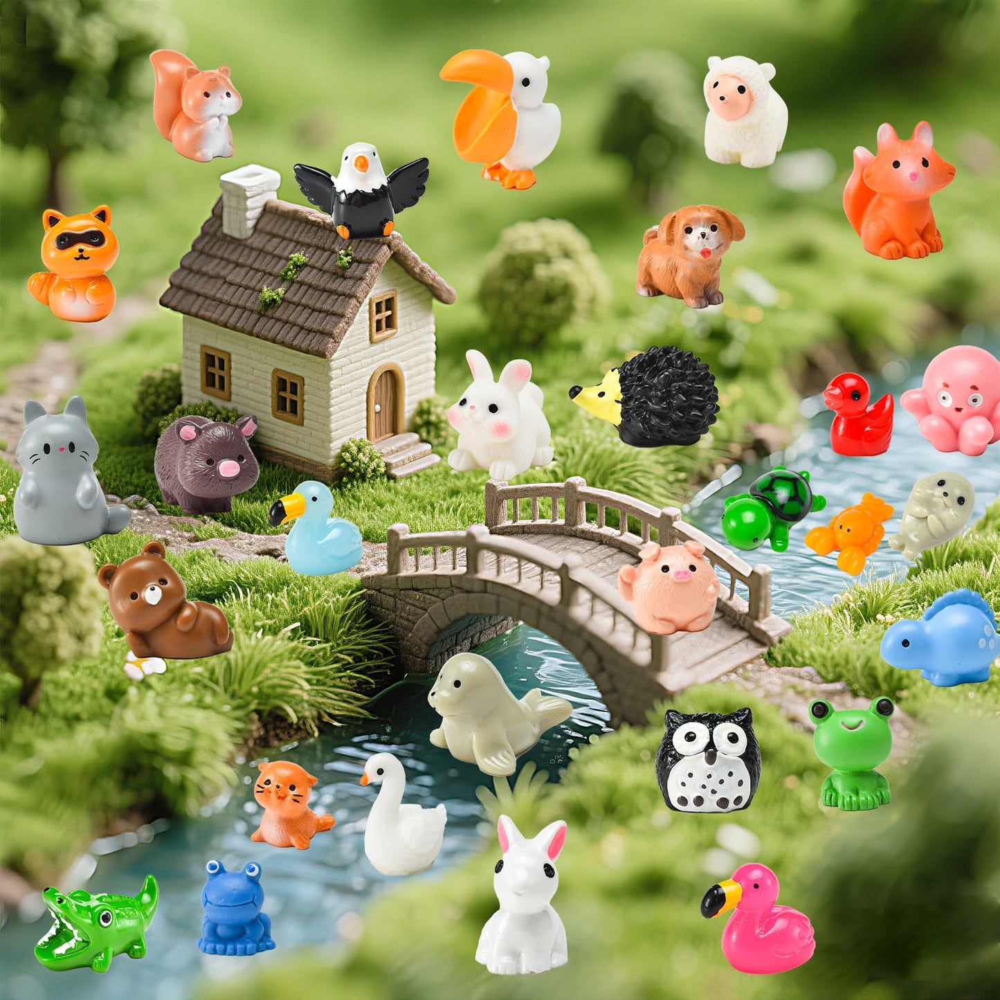PAPPYN-A 50 Mini Resin Animal Figurines – Diverse Farm & Fantasy Miniatures for Crafts