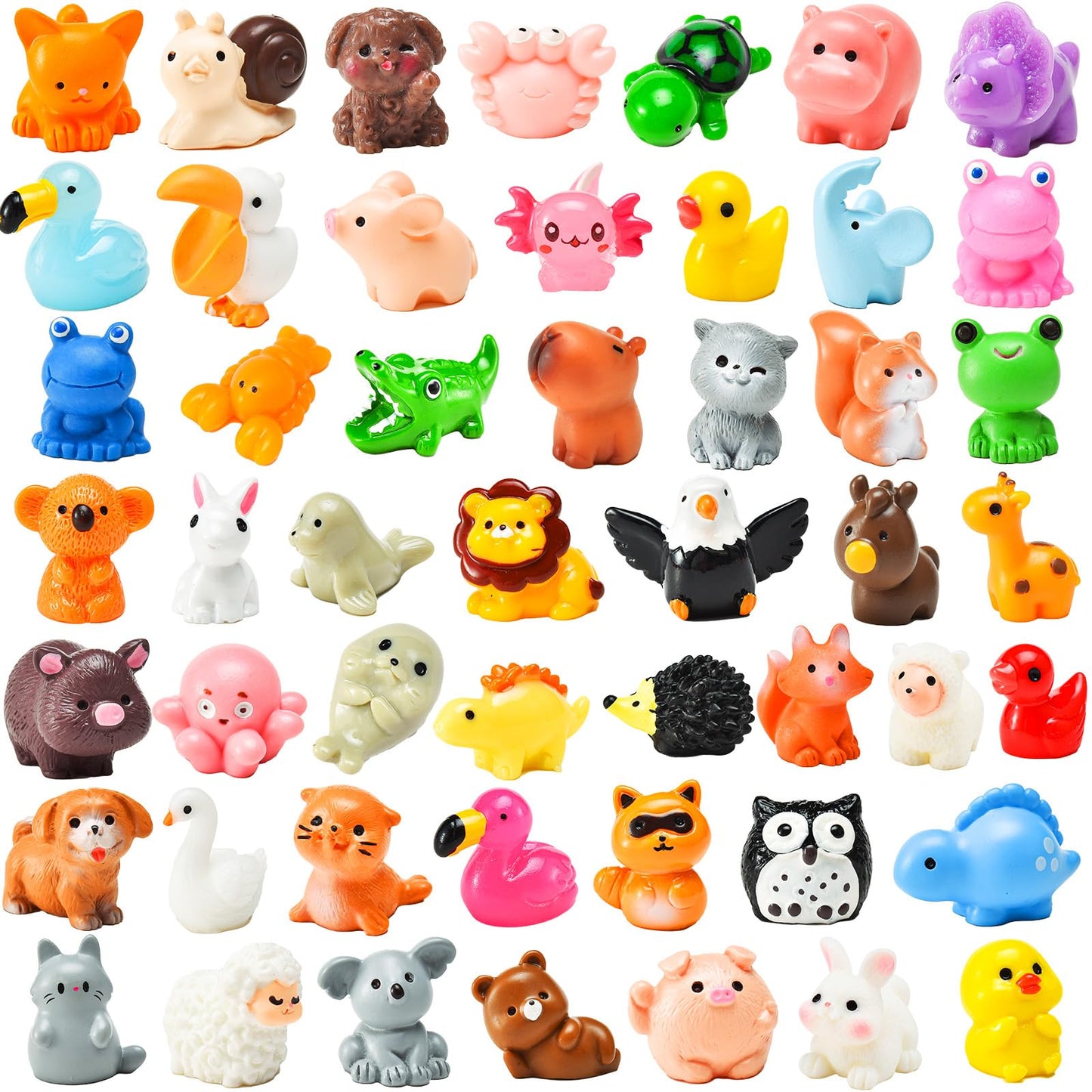 PAPPYN-A 50 Mini Resin Animal Figurines – Diverse Farm & Fantasy Miniatures for Crafts