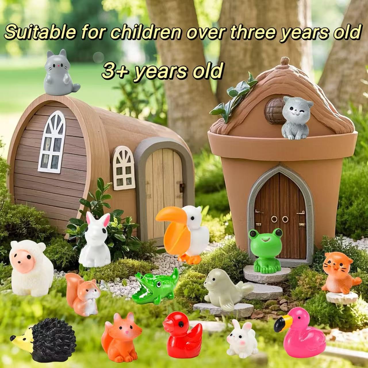 PAPPYN-A 50 Mini Resin Animal Figurines – Diverse Farm & Fantasy Miniatures for Crafts