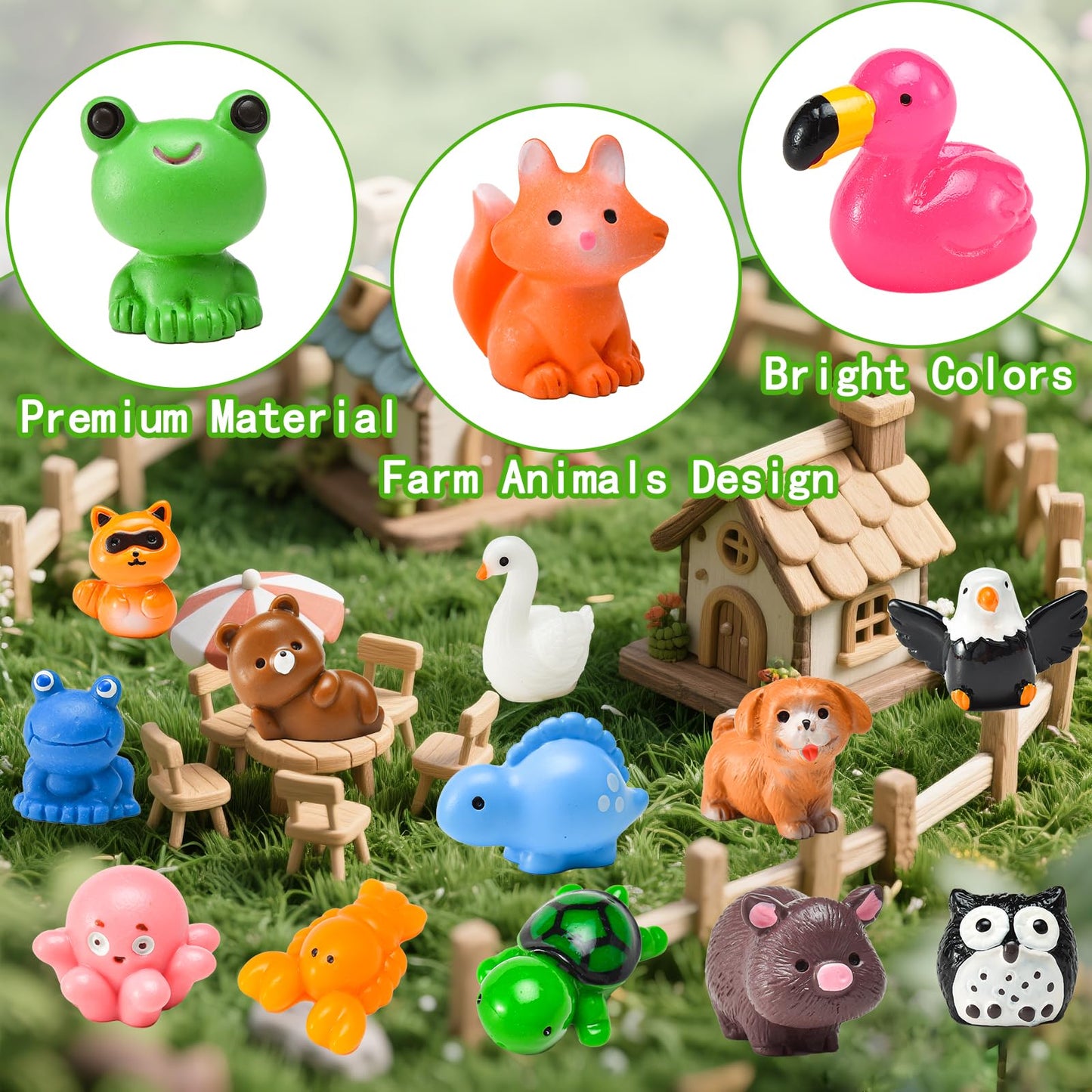 PAPPYN-A 50 Mini Resin Animal Figurines – Diverse Farm & Fantasy Miniatures for Crafts