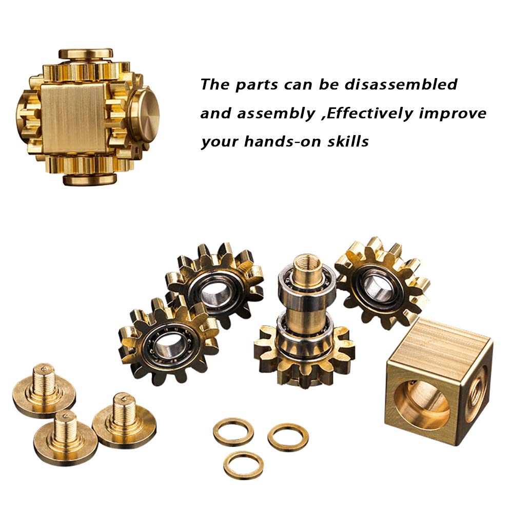 PAPUKA Pure Brass Cube Gears Linkage Fidget Spinner – High-Speed EDC for Focus