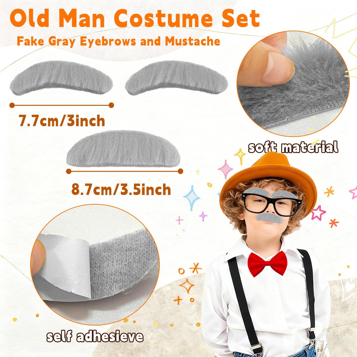 Paradi star 6 Pcs Old Man Costume Accessories for Kids – 1920s Cosplay