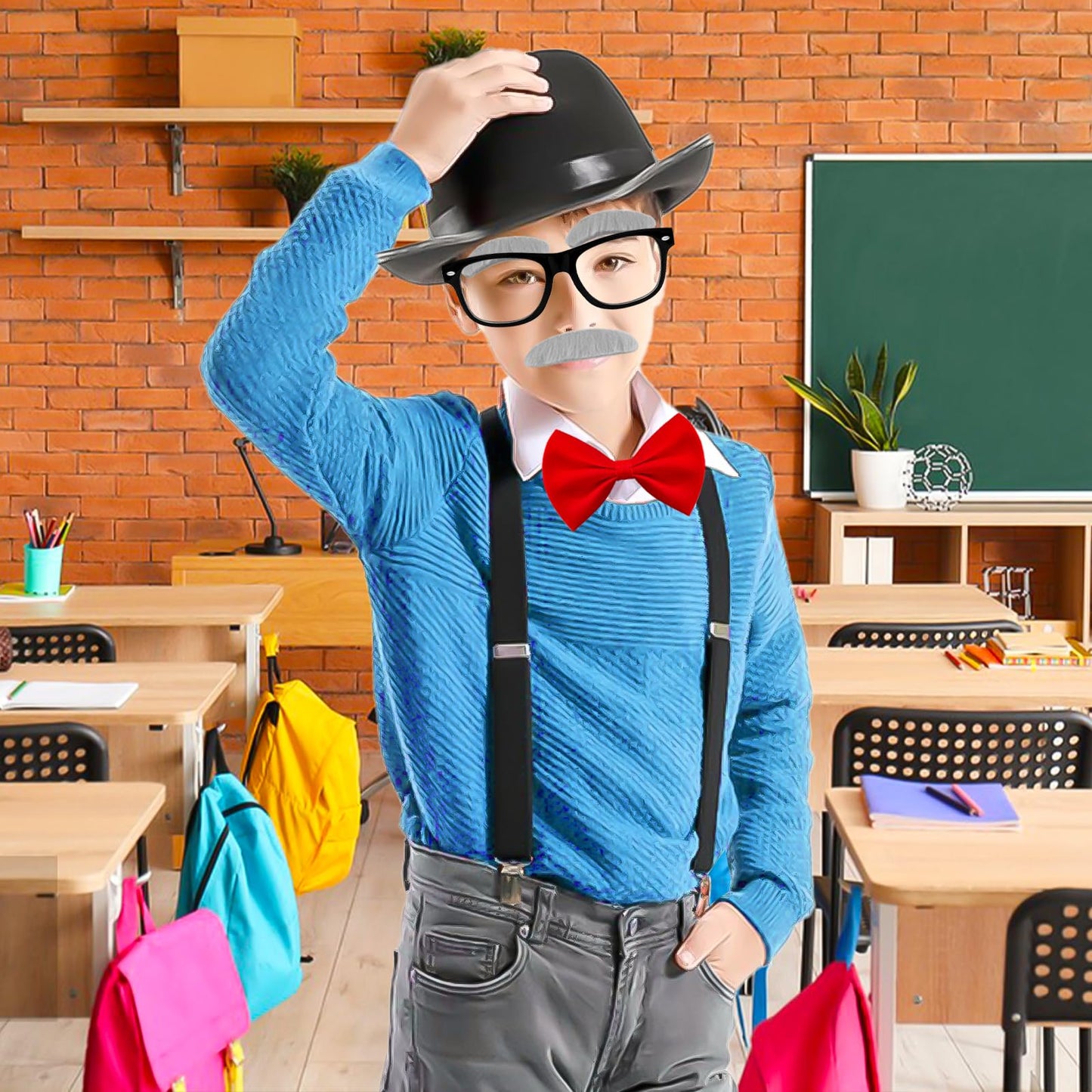 Paradi star 6 Pcs Old Man Costume Accessories for Kids – 1920s Cosplay