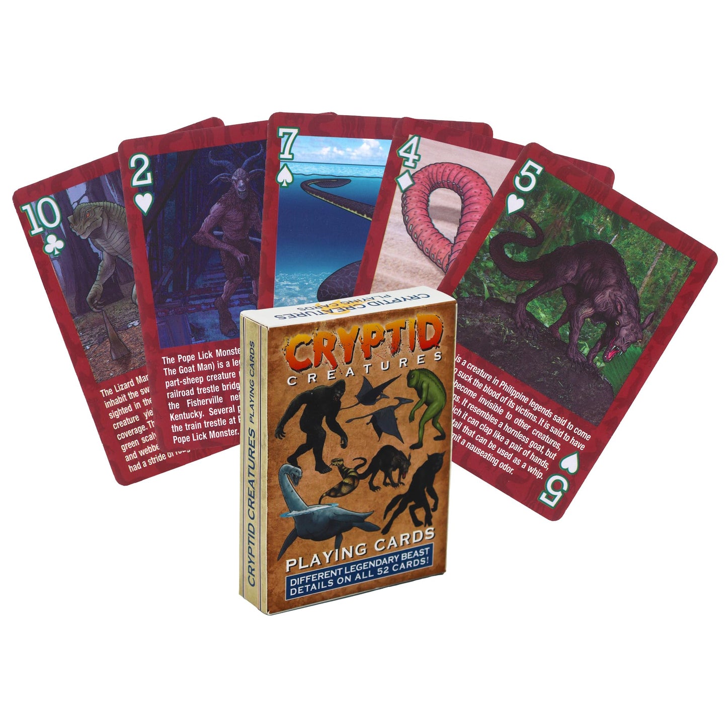 Paradise Cay Publications Cryptid Playing Cards – 52-Card Bigfoot & Cryptid Deck