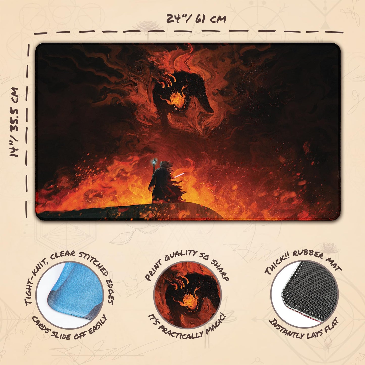 Paramint The Shadow and The Flame (Stitched) MTG Playmat by Anato Finnstark
