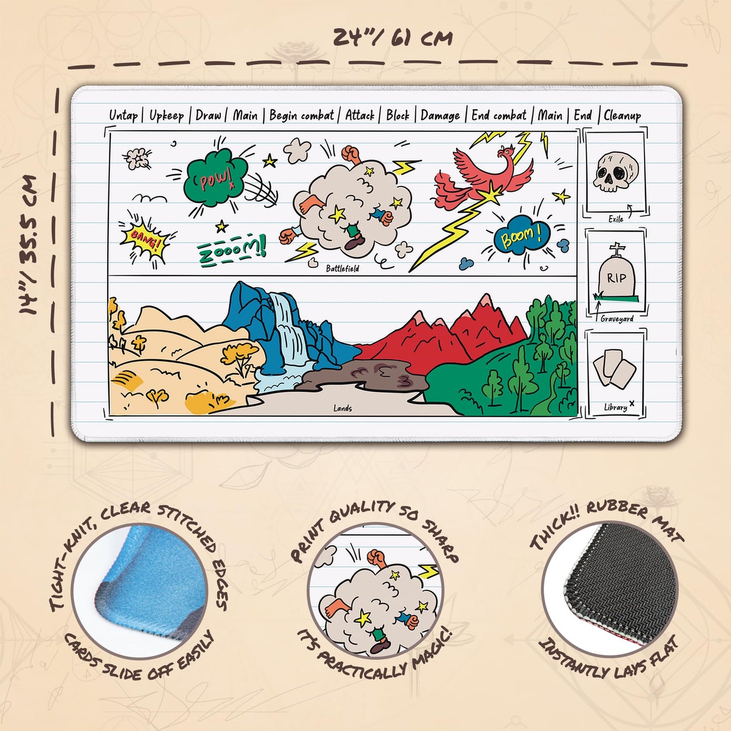 Paramint Sketchy Notebook Library Bottom MTG Playmat with Zones