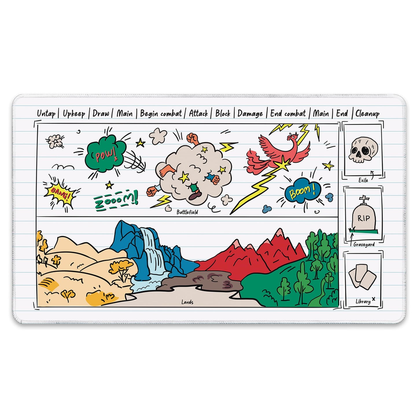 Paramint Sketchy Notebook Library Bottom MTG Playmat with Zones