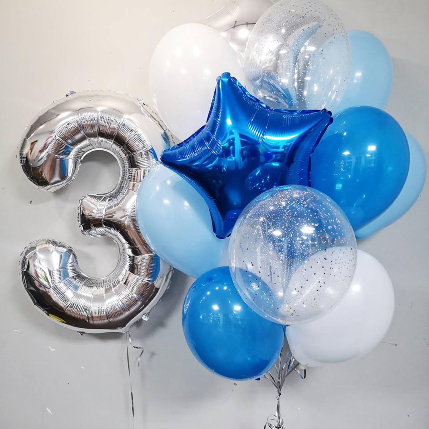 Paready 62-Piece Blue Balloons Set – 12in Latex in Macaron, Pearl, Metallic & Confetti for Baby Shower, Birthday, Wedding