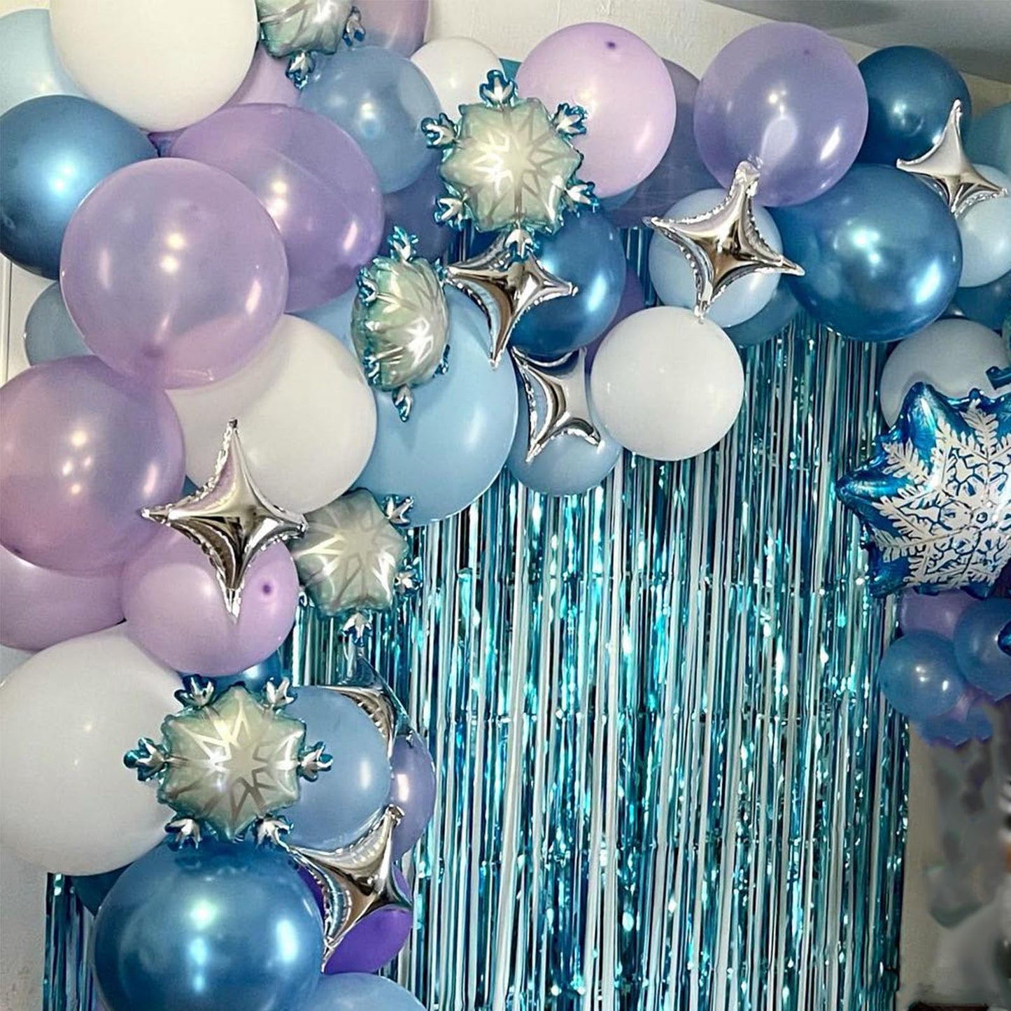 Paready Frozen Balloons - 60 Pcs 12 Inch Purple and Blue with Snow Confetti for Frozen Theme Parties