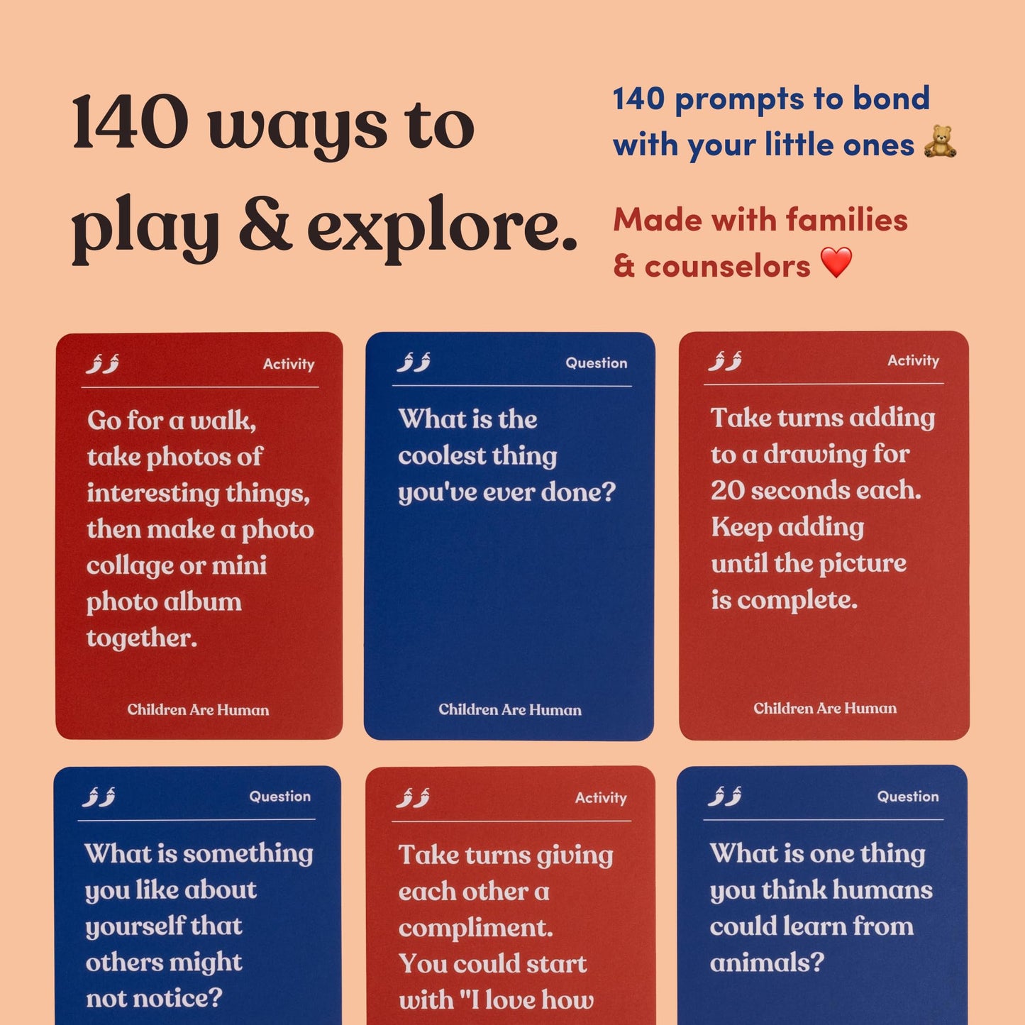 Children Are Human: 140-Card Conversation Game for Bonding with Kids (Ages 7-10) | Parents Are Human