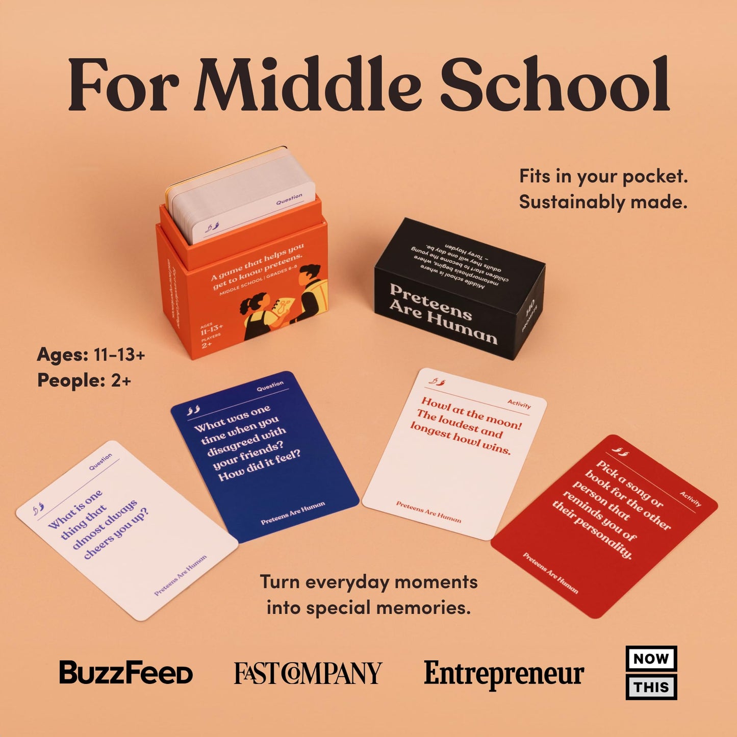 Parents Are Human: Preteens Are Human — 140 Conversation Cards for Middle School (Ages 11-13+) | Expert-Designed for Grades 6-8