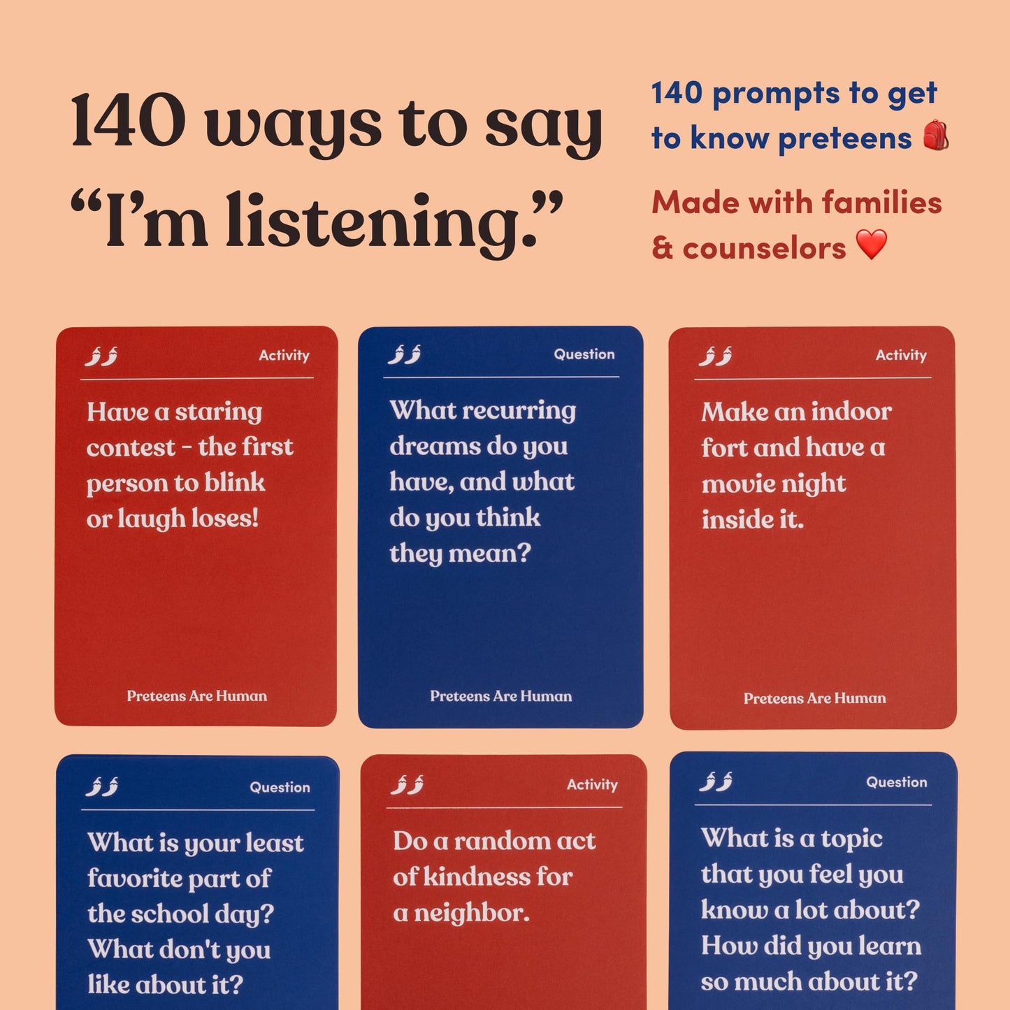 Parents Are Human: Preteens Are Human — 140 Conversation Cards for Middle School (Ages 11-13+) | Expert-Designed for Grades 6-8