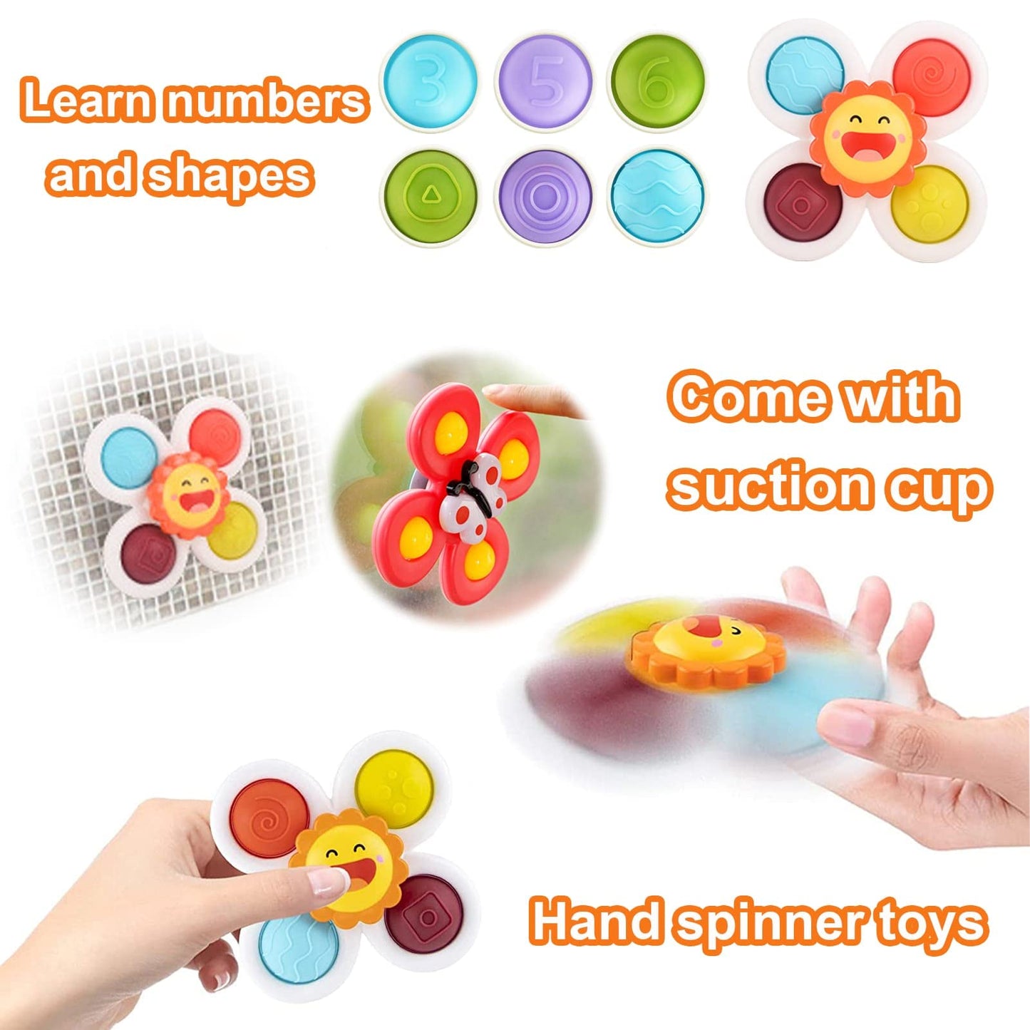 PARHILYAR Suction Cup Spinner Toy for Baby – Bath Time Sensory Spinner for 12-18 Months
