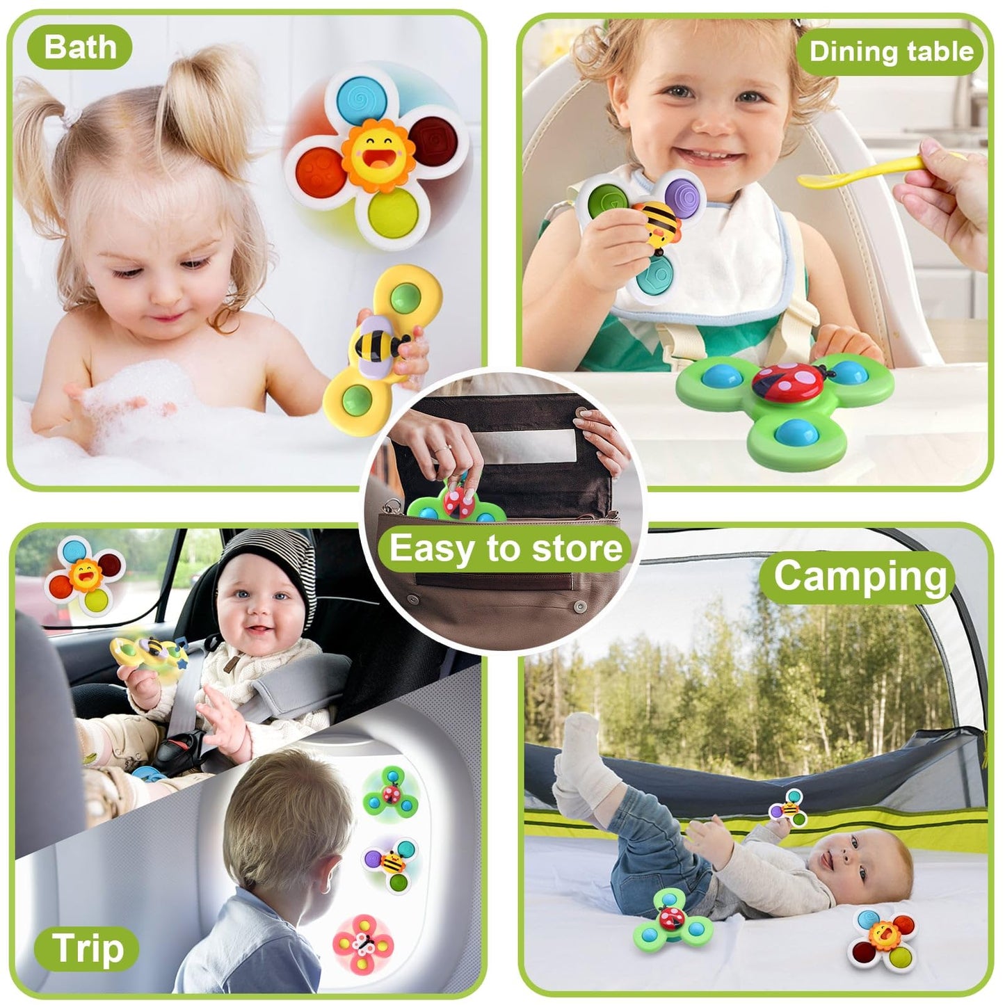 PARHILYAR Suction Cup Spinner Toy for Baby – Bath Time Sensory Spinner for 12-18 Months
