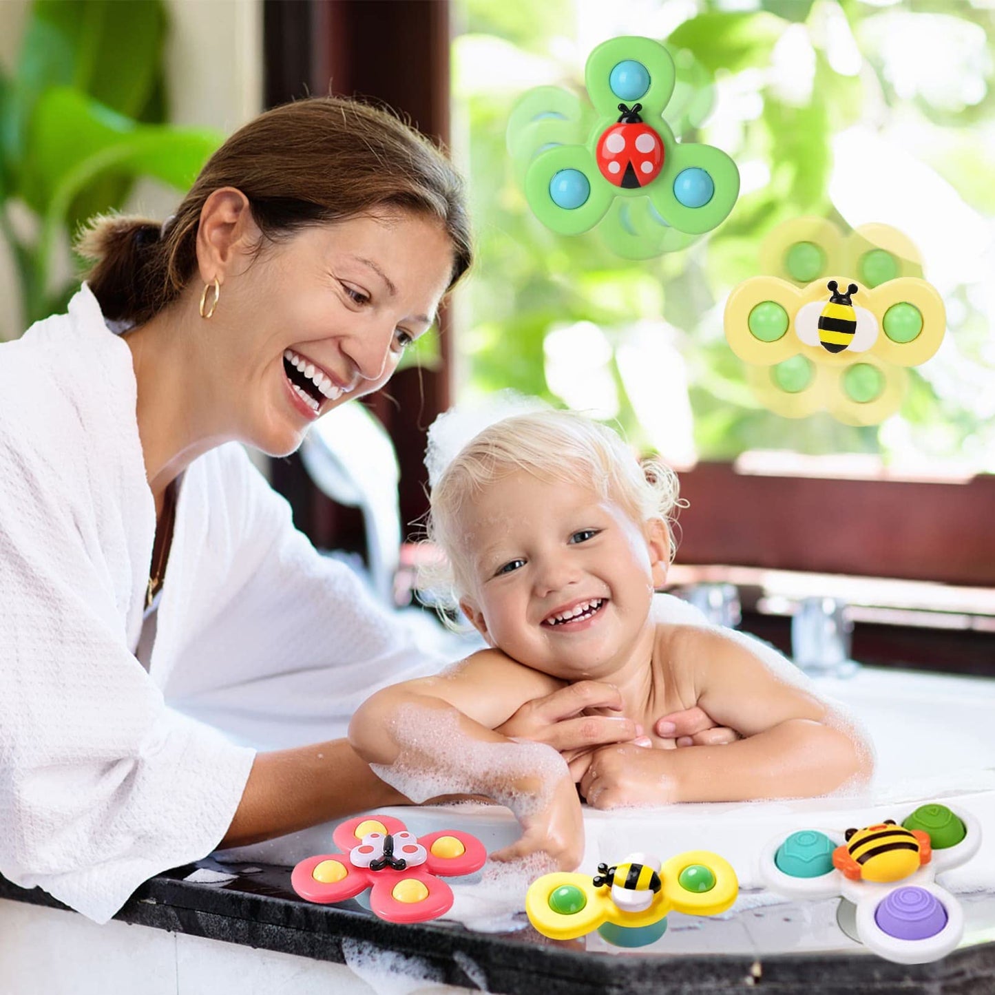 PARHILYAR Suction Cup Spinner Toy for Baby – Bath Time Sensory Spinner for 12-18 Months