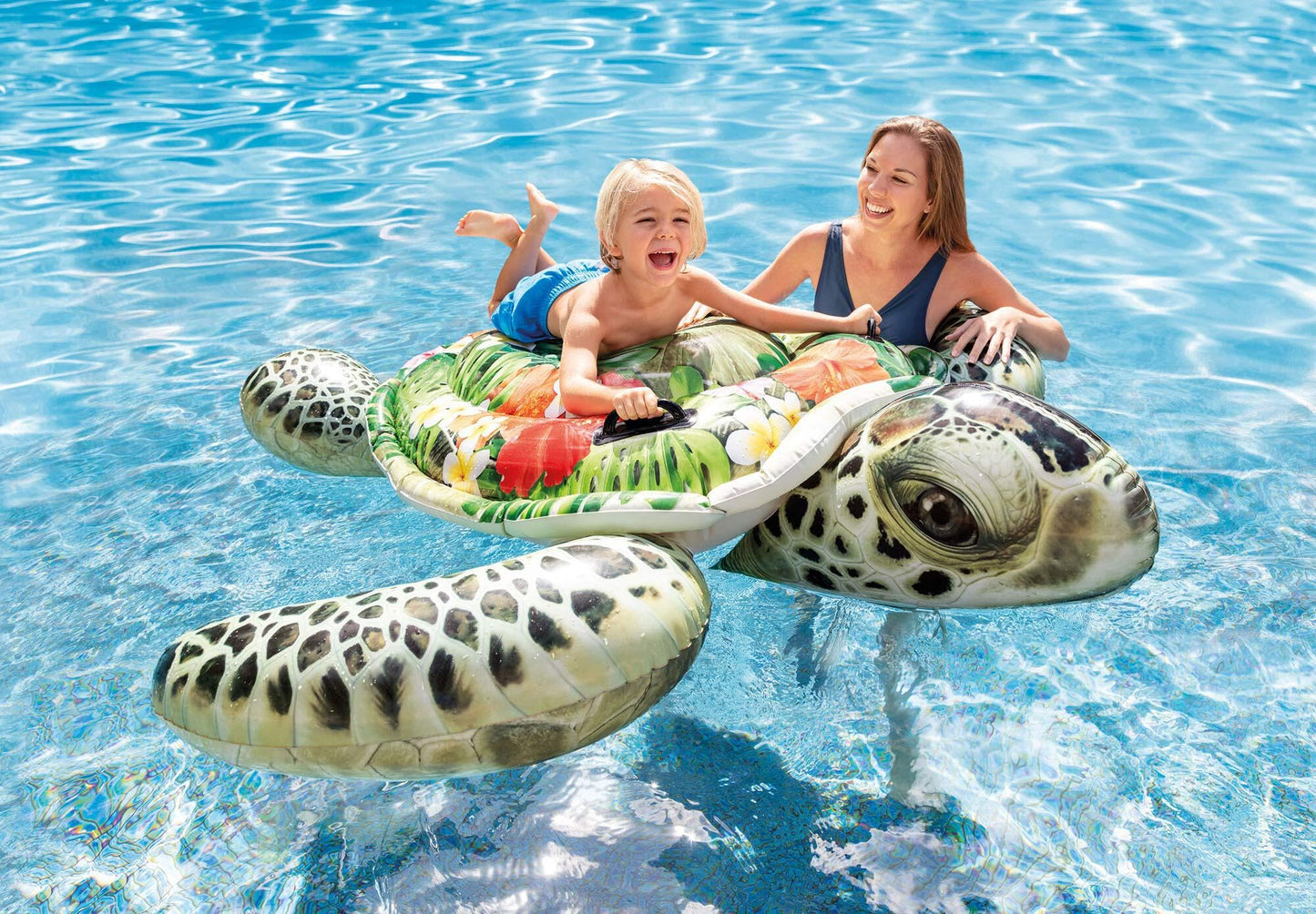 Parts 57555EP Realistic Sea Turtle Inflatable Pool Float with Handles