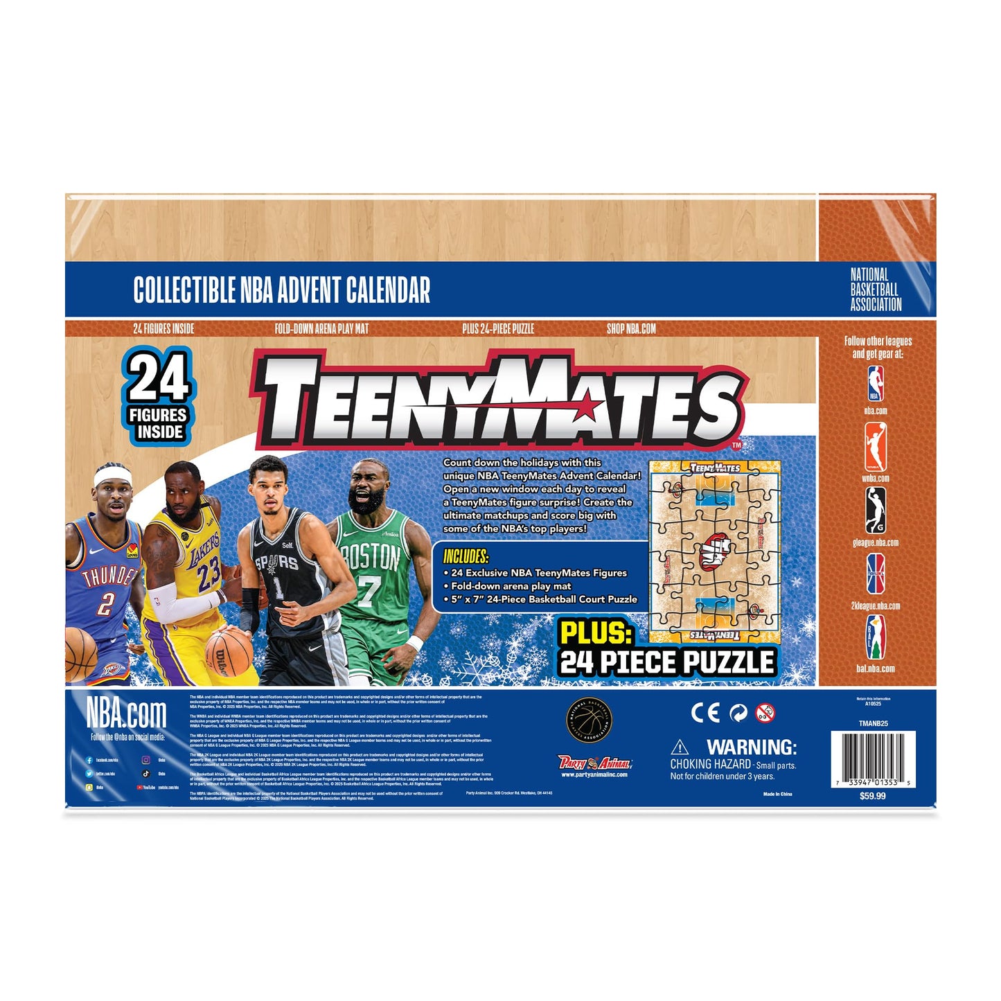 Party Animal 2025 NBA TeenyMates Advent Calendar | 24 Surprises, Officially Licensed