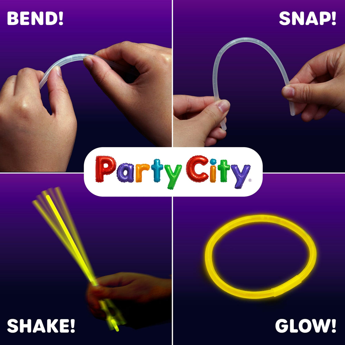 Party City 200 Glow Sticks Bulk Pack, 8-Inch Neon Glow in the Dark Party Supplies